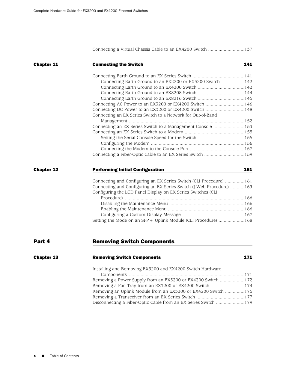 Juniper Networks EX4200 User Manual | Page 10 / 284