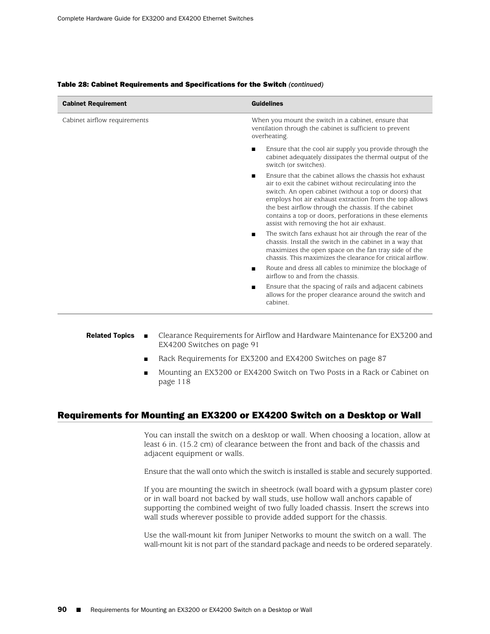 Wall | Juniper Networks EX4200 User Manual | Page 116 / 284