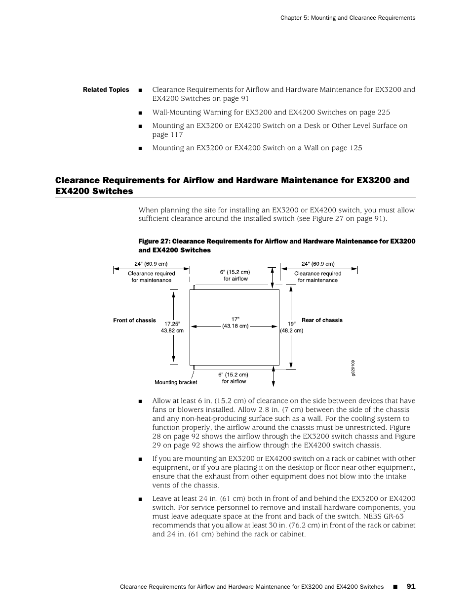 And ex4200 switches, For ex3200 and ex4200 switches | Juniper Networks EX4200 User Manual | Page 117 / 284