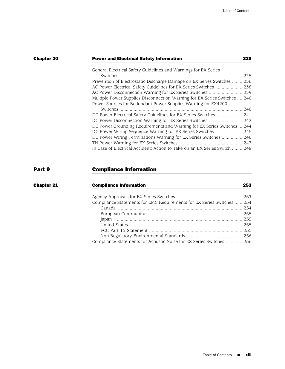 Juniper Networks EX4200 User Manual | Page 13 / 284