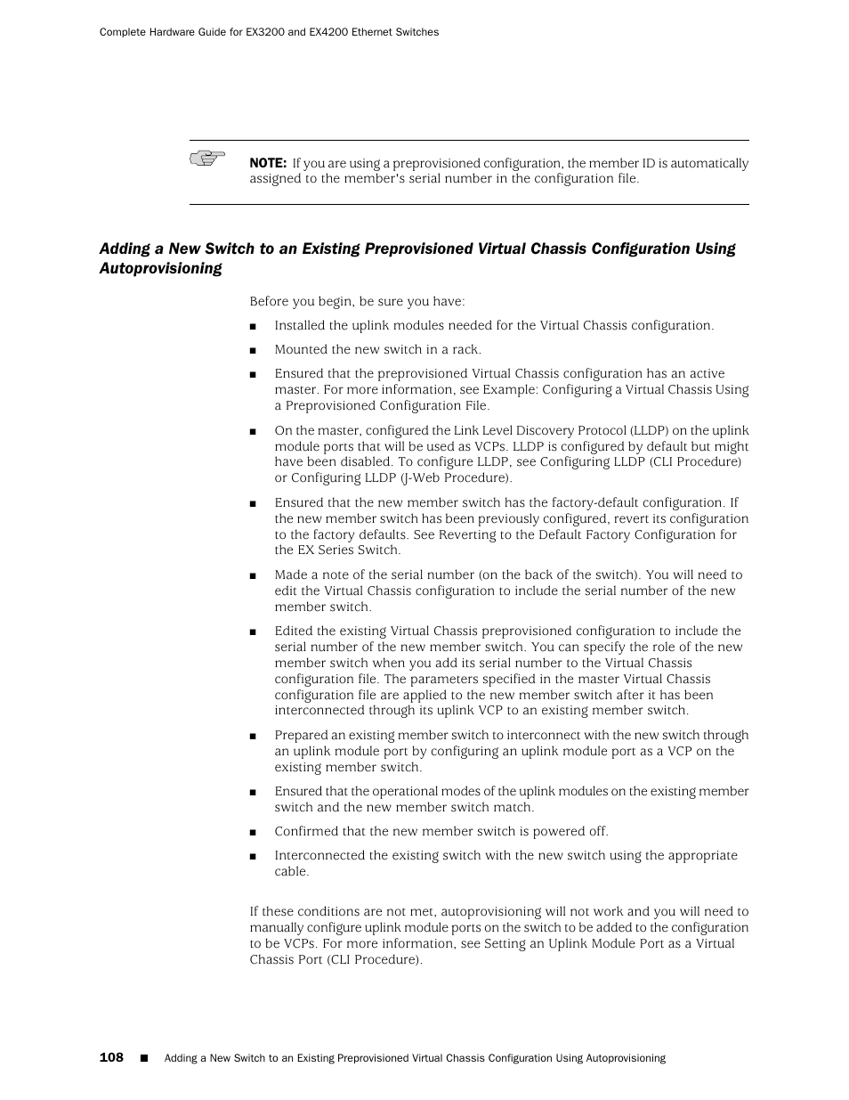 Configuration using autoprovisioning | Juniper Networks EX4200 User Manual | Page 134 / 284