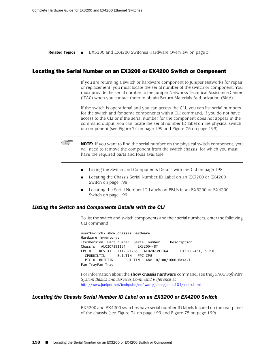Component, Switch | Juniper Networks EX4200 User Manual | Page 224 / 284