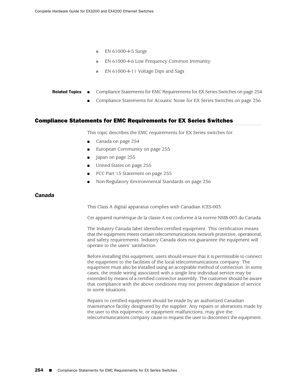 Canada | Juniper Networks EX4200 User Manual | Page 280 / 284