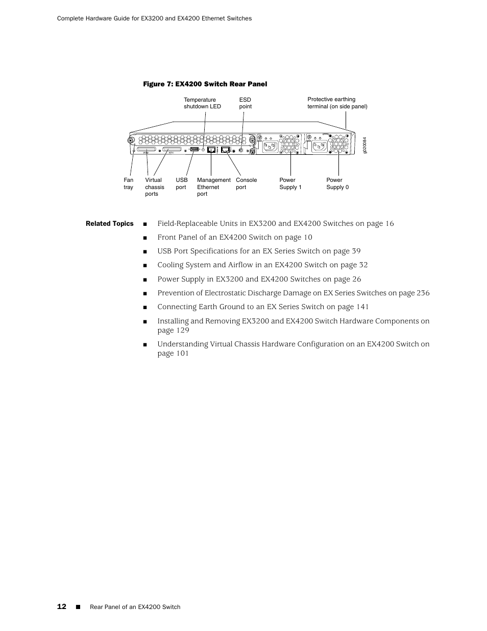Figure 7: ex4200 switch rear panel | Juniper Networks EX4200 User Manual | Page 38 / 284