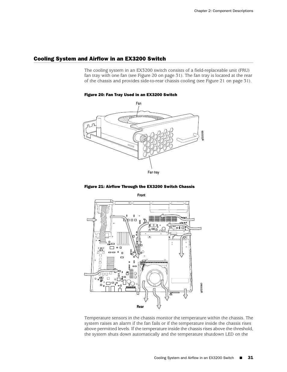 Cooling system and airflow in an ex3200 switch | Juniper Networks EX4200 User Manual | Page 57 / 284