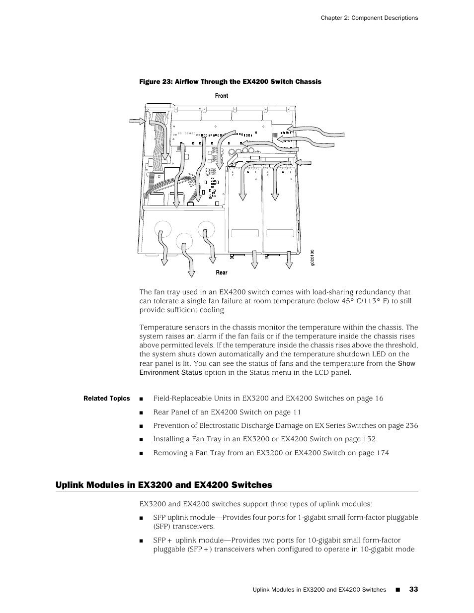Uplink modules in ex3200 and ex4200 switches | Juniper Networks EX4200 User Manual | Page 59 / 284
