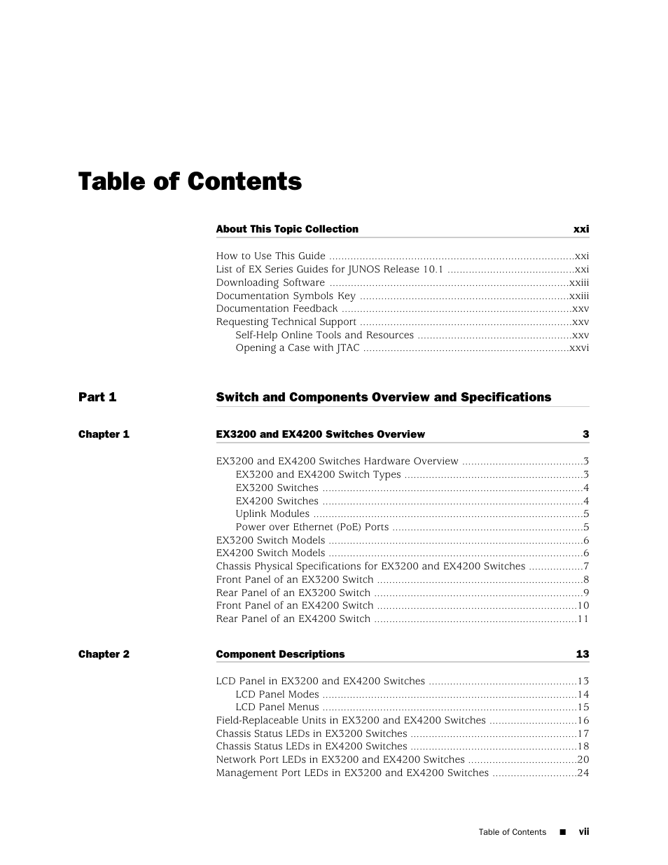 Juniper Networks EX4200 User Manual | Page 7 / 284