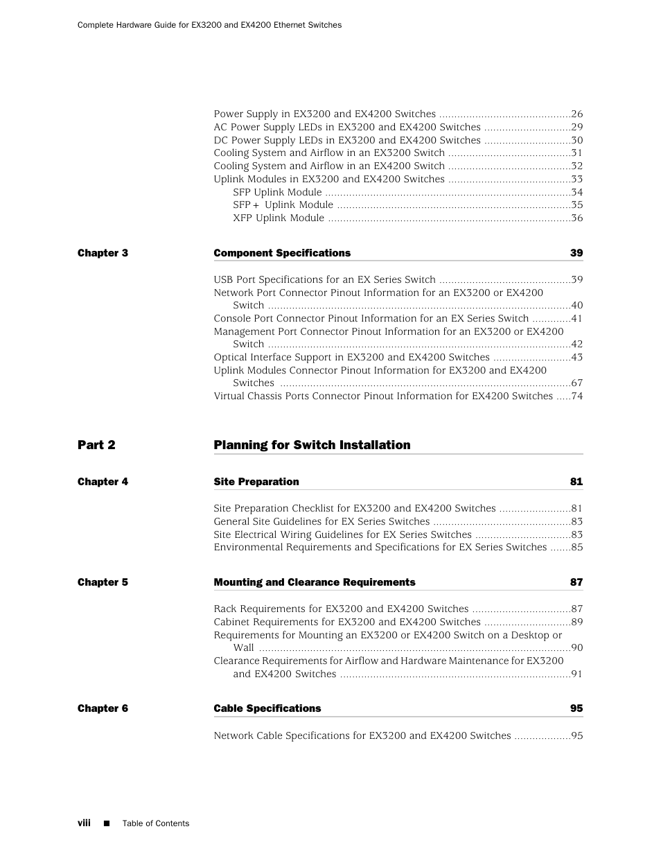 Juniper Networks EX4200 User Manual | Page 8 / 284