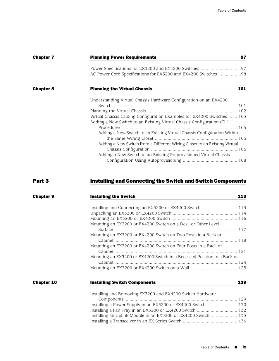 Juniper Networks EX4200 User Manual | Page 9 / 284