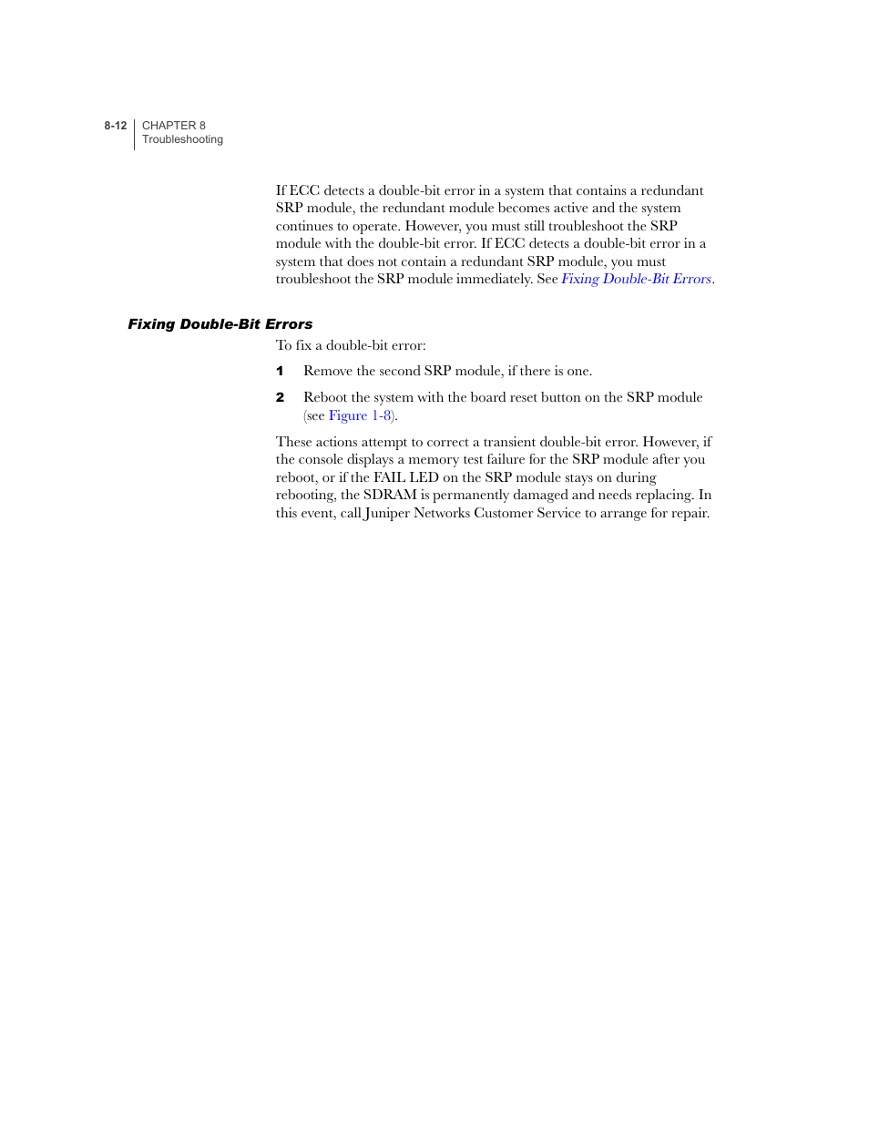 Fixing double-bit errors, Fixing double-bit errors -12 | Juniper Networks ERX-1410 User Manual | Page 118 / 184