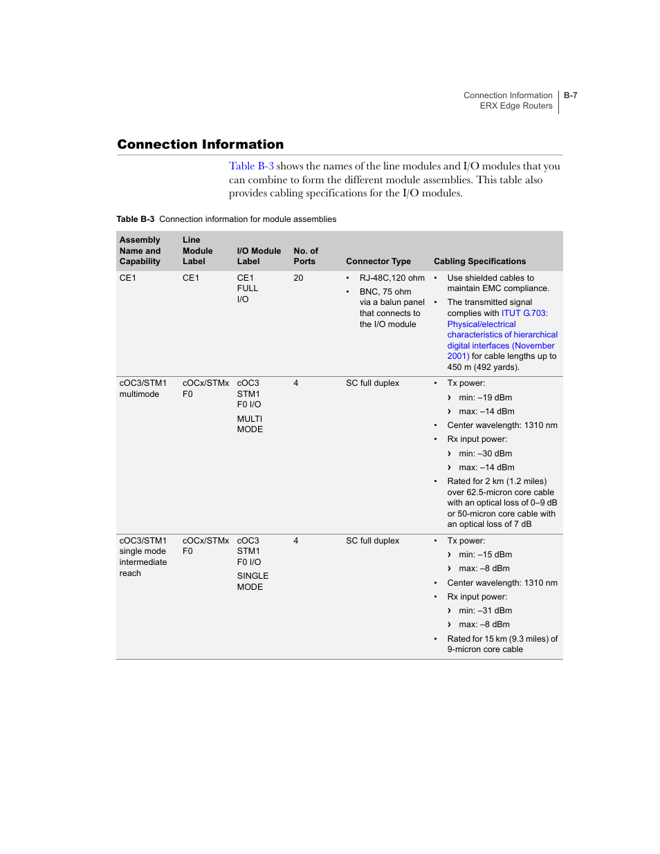 Connection information | Juniper Networks ERX-1410 User Manual | Page 129 / 184