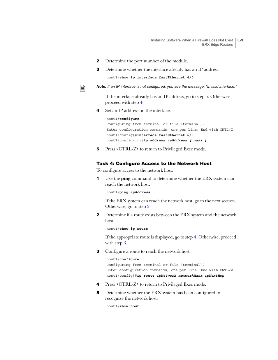 Task 4: configure access to the network host | Juniper Networks ERX-1410 User Manual | Page 169 / 184