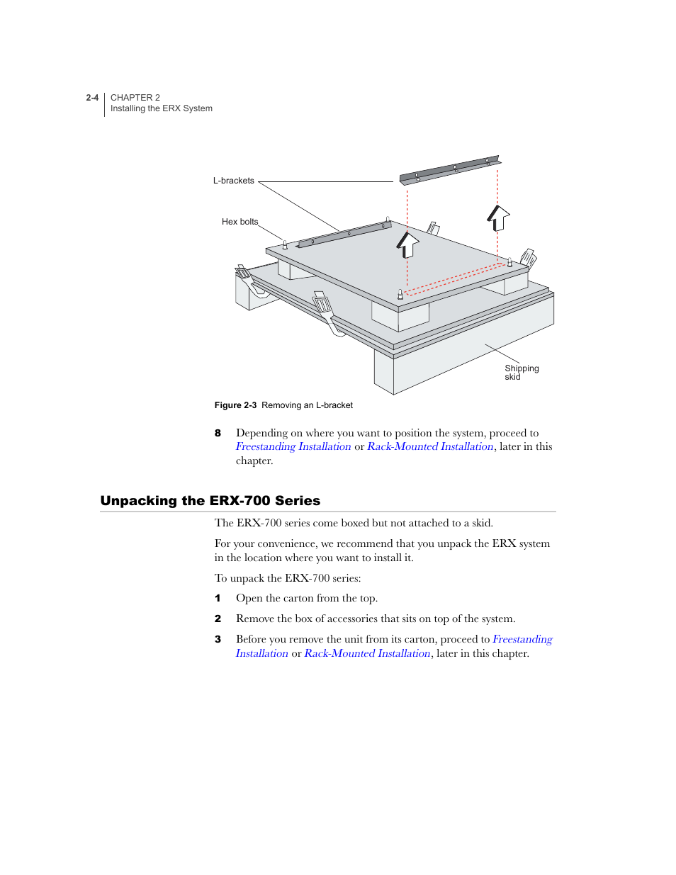 Unpacking the erx-700 series, Unpacking the erx-700 series -4 | Juniper Networks ERX-1410 User Manual | Page 40 / 184