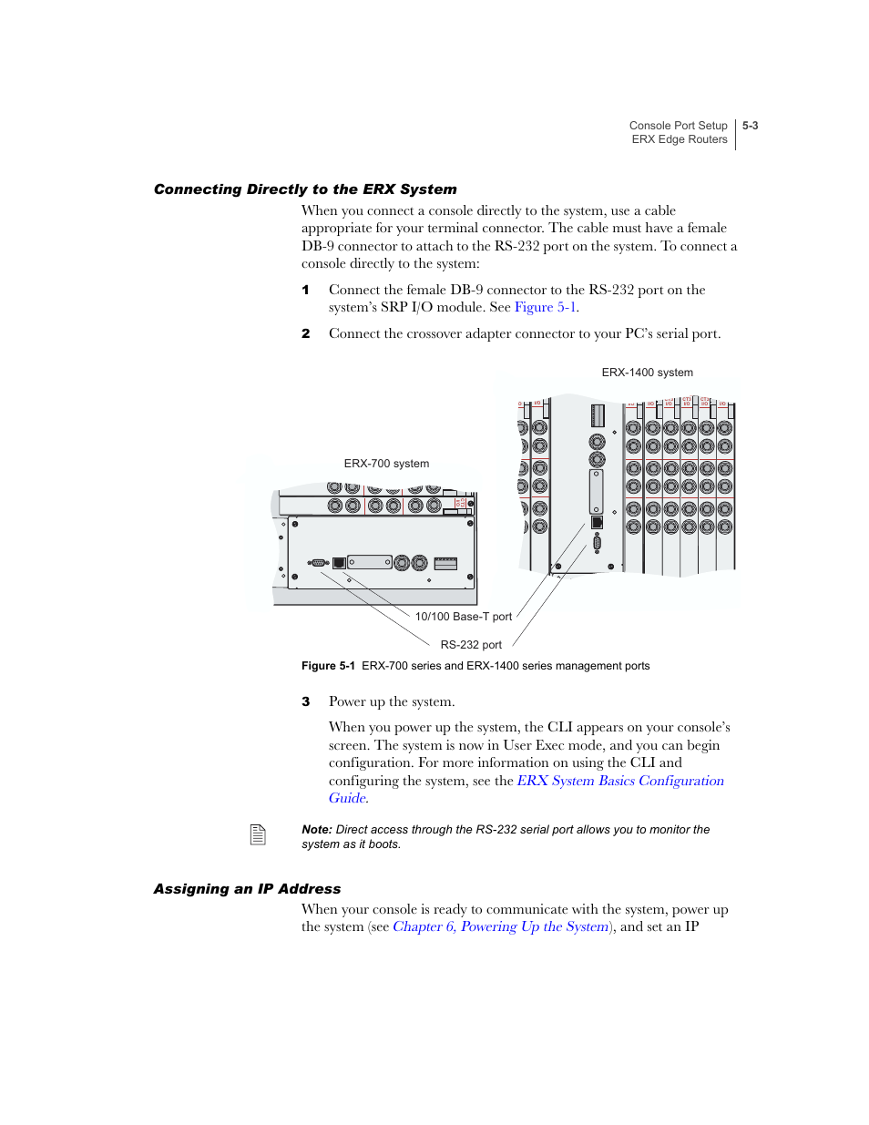 Connecting directly to the erx system, Assigning an ip address | Juniper Networks ERX-1410 User Manual | Page 85 / 184