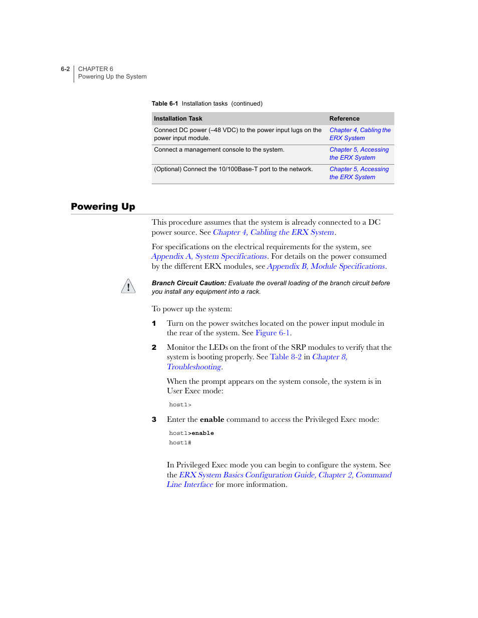 Powering up, Powering up -2 | Juniper Networks ERX-1410 User Manual | Page 90 / 184