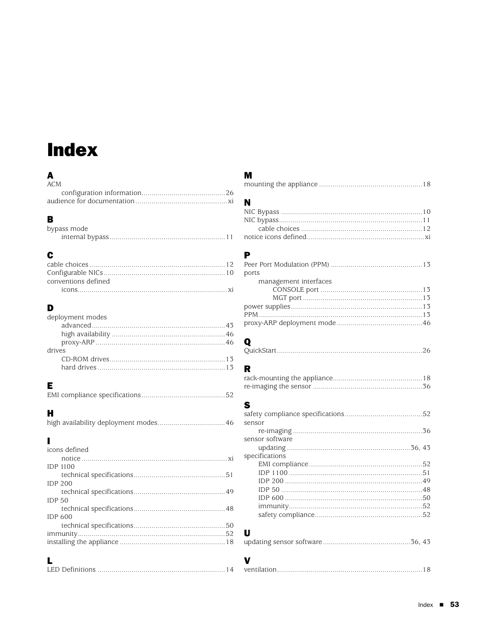 Index | Juniper Networks IDP 800 User Manual | Page 67 / 68