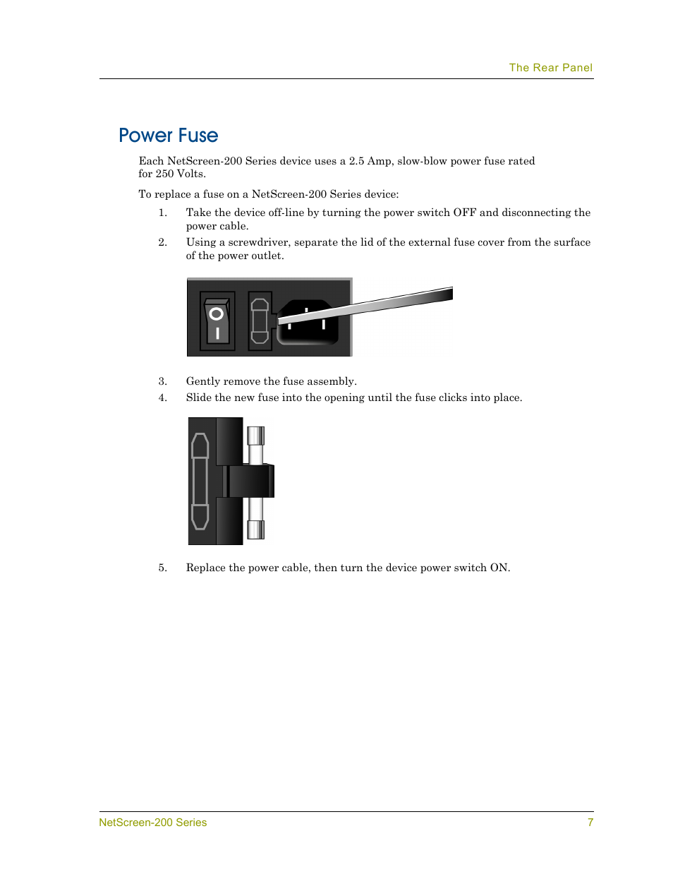 Power fuse | Juniper Networks NETSCREEN 200 User Manual | Page 13 / 40