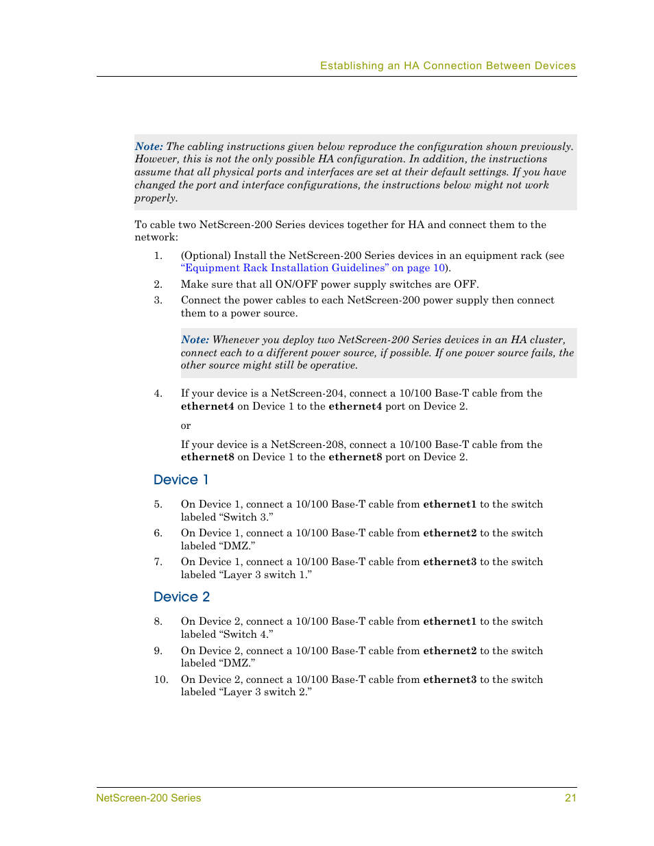 Device 1, Device 2 | Juniper Networks NETSCREEN 200 User Manual | Page 27 / 40