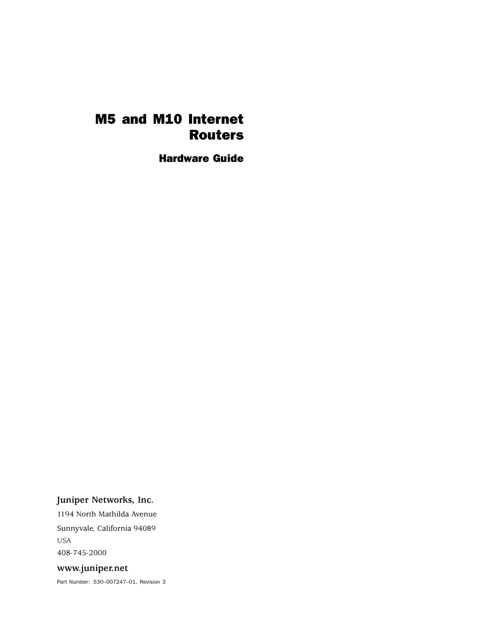 Juniper Networks M5 User Manual | 205 pages