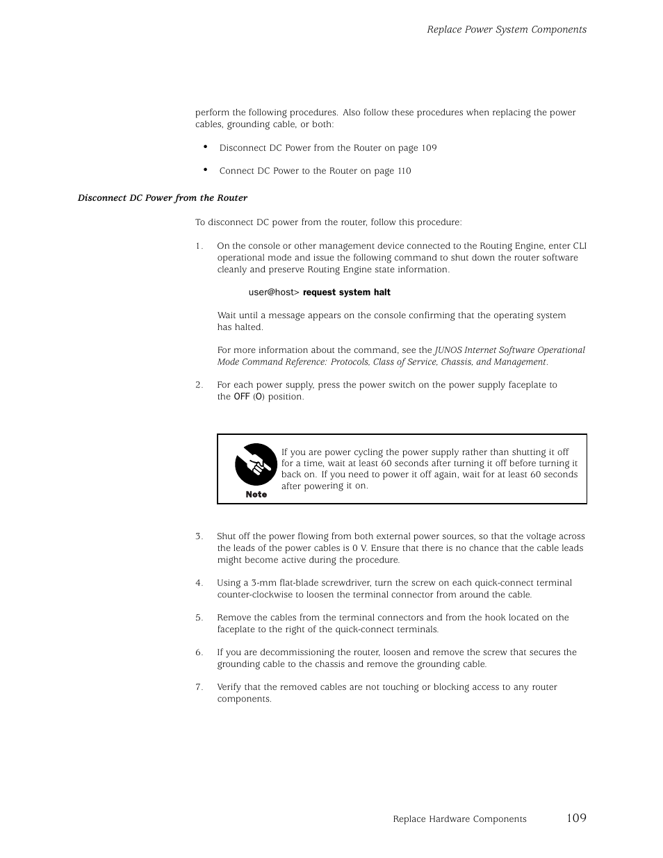 Disconnect dc pow | Juniper Networks M5 User Manual | Page 129 / 205
