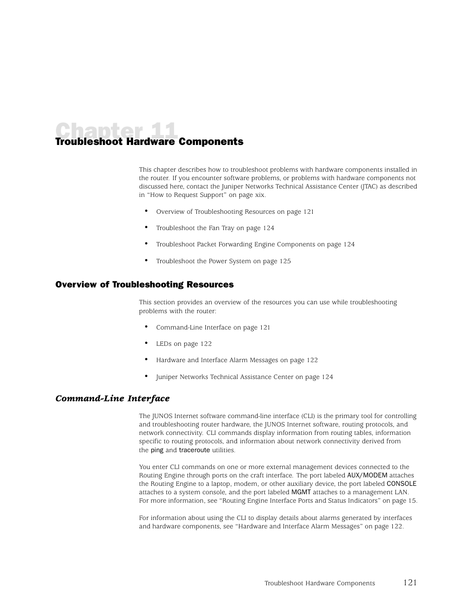 Chapter 11, Troubleshoot hardware components | Juniper Networks M5 User Manual | Page 141 / 205