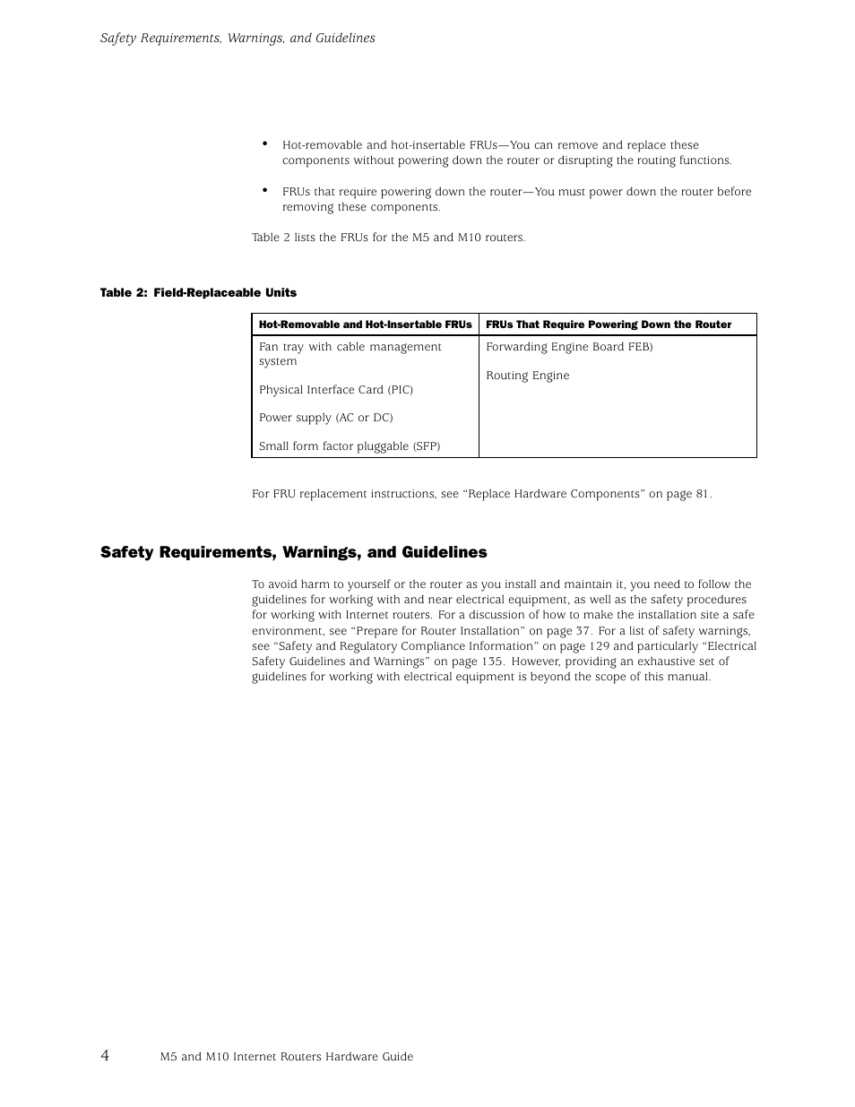 Safety requirements, warnings, and guidelines | Juniper Networks M5 User Manual | Page 24 / 205