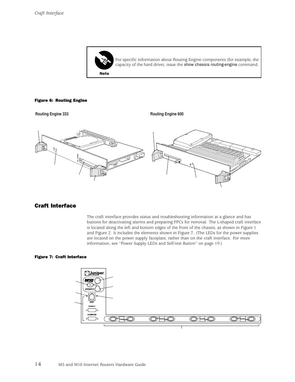 Craft interface, Extractor clip pc card slot | Juniper Networks M5 User Manual | Page 34 / 205