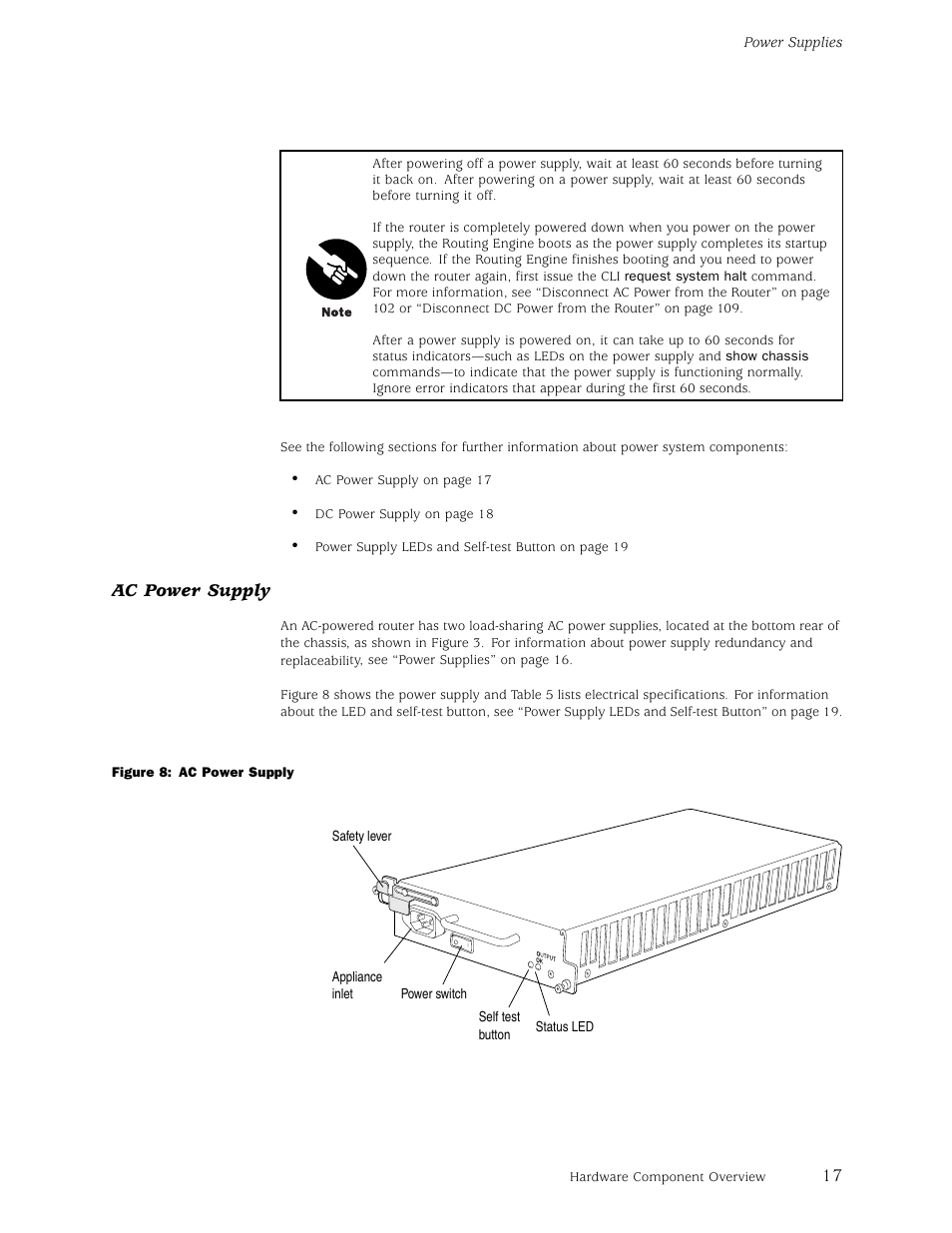 Ac power supply | Juniper Networks M5 User Manual | Page 37 / 205