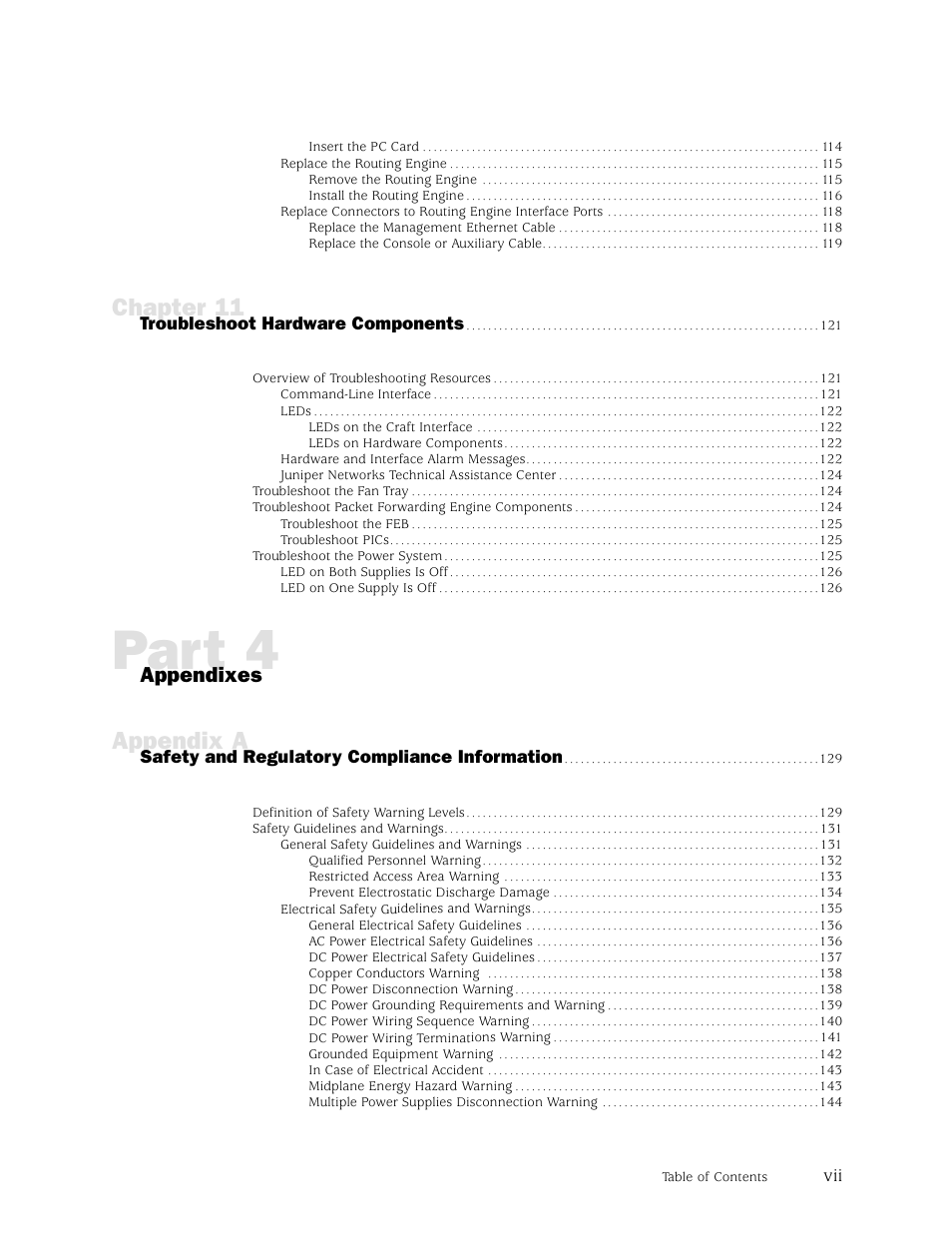 Part 4, Chapter 11, Appendix a | Appendixes | Juniper Networks M5 User Manual | Page 7 / 205