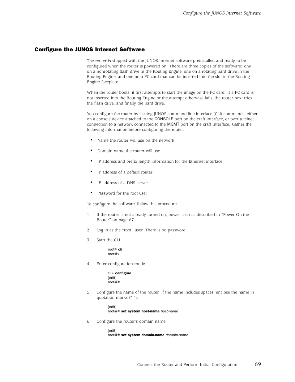 Configure the junos internet software | Juniper Networks M5 User Manual | Page 89 / 205