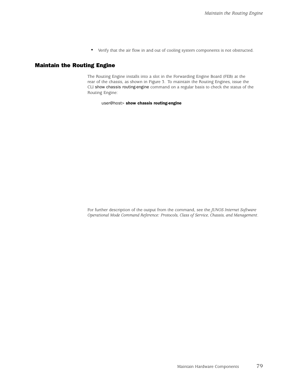 Maintain the routing engine | Juniper Networks M5 User Manual | Page 99 / 205