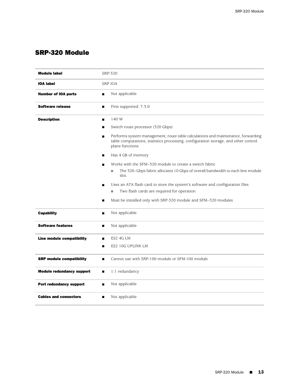 Srp-320 module | Juniper Networks RELEASE 8.1.X E320 User Manual | Page 13 / 70