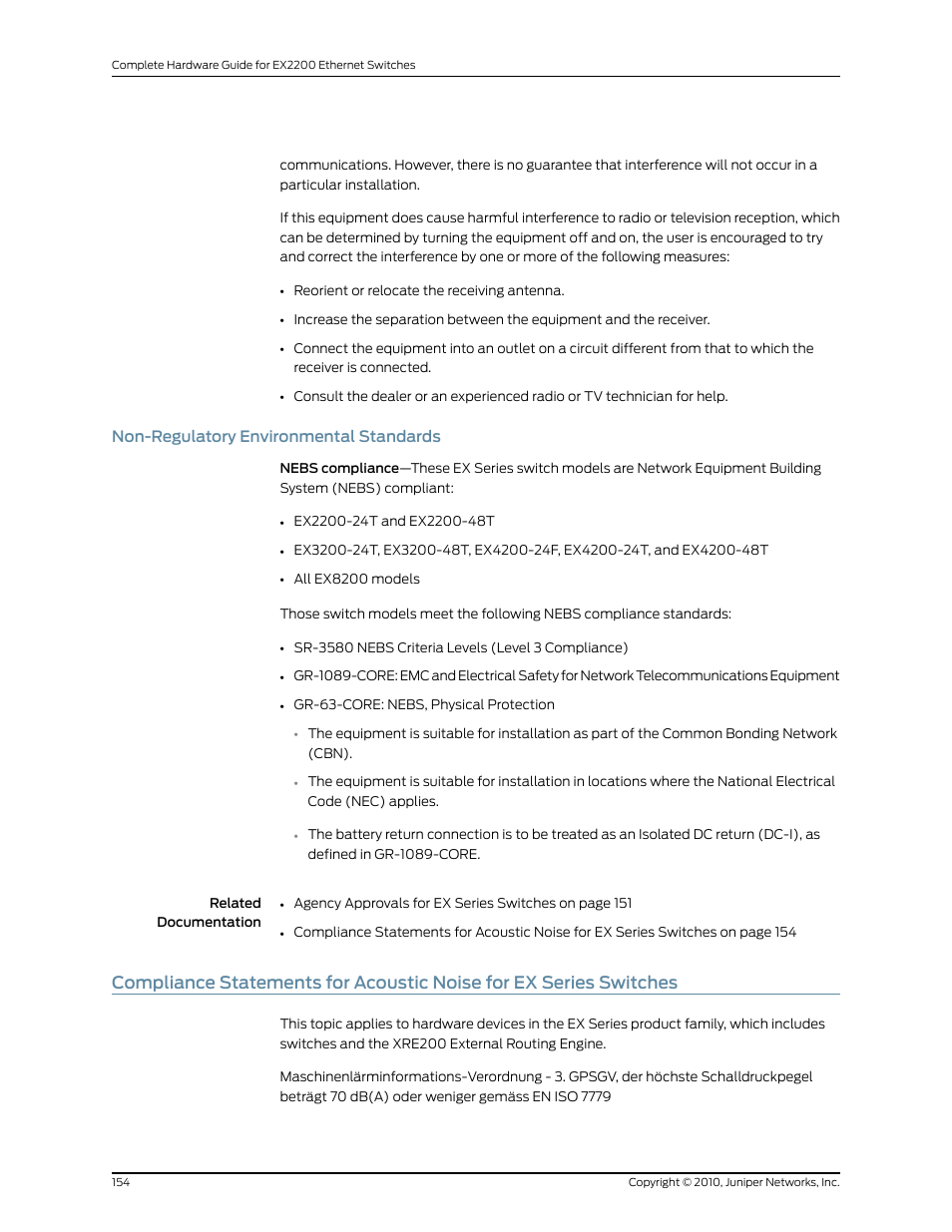 Non-regulatory environmental standards | Juniper Networks EX2200 User Manual | Page 174 / 176