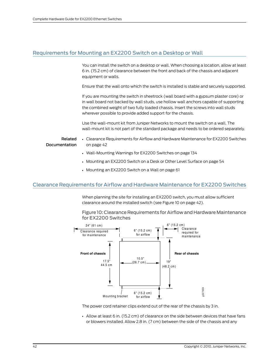 Switches, Ex2200 switches | Juniper Networks EX2200 User Manual | Page 62 / 176