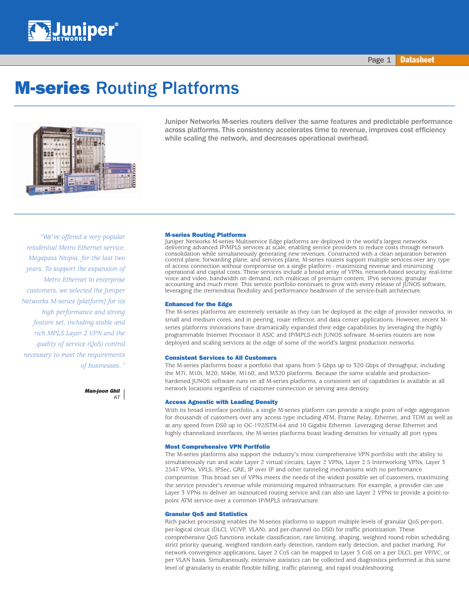 Juniper Networks M-Series User Manual | 8 pages