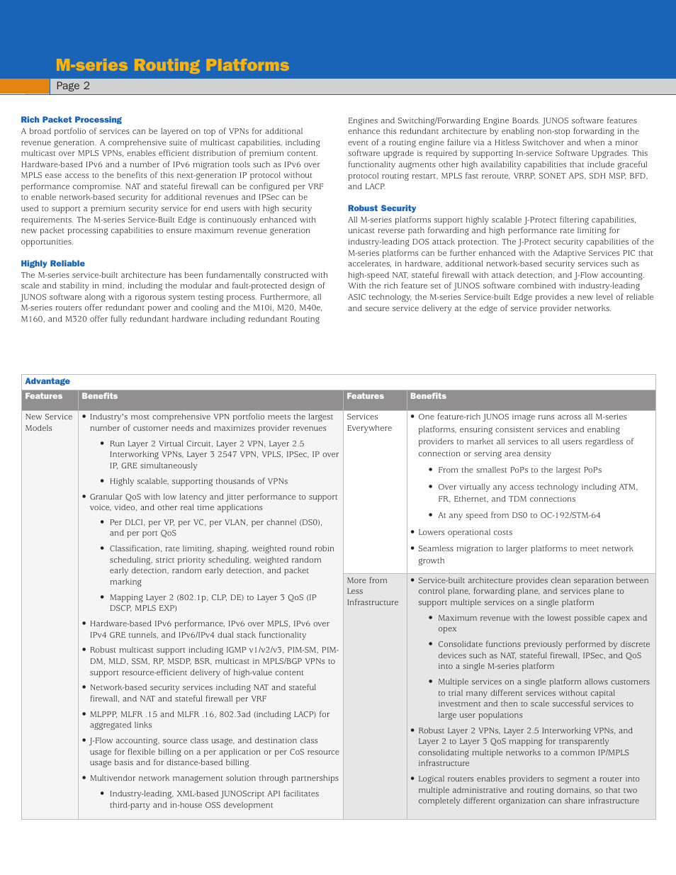 M-series routing platforms | Juniper Networks M-Series User Manual | Page 2 / 8