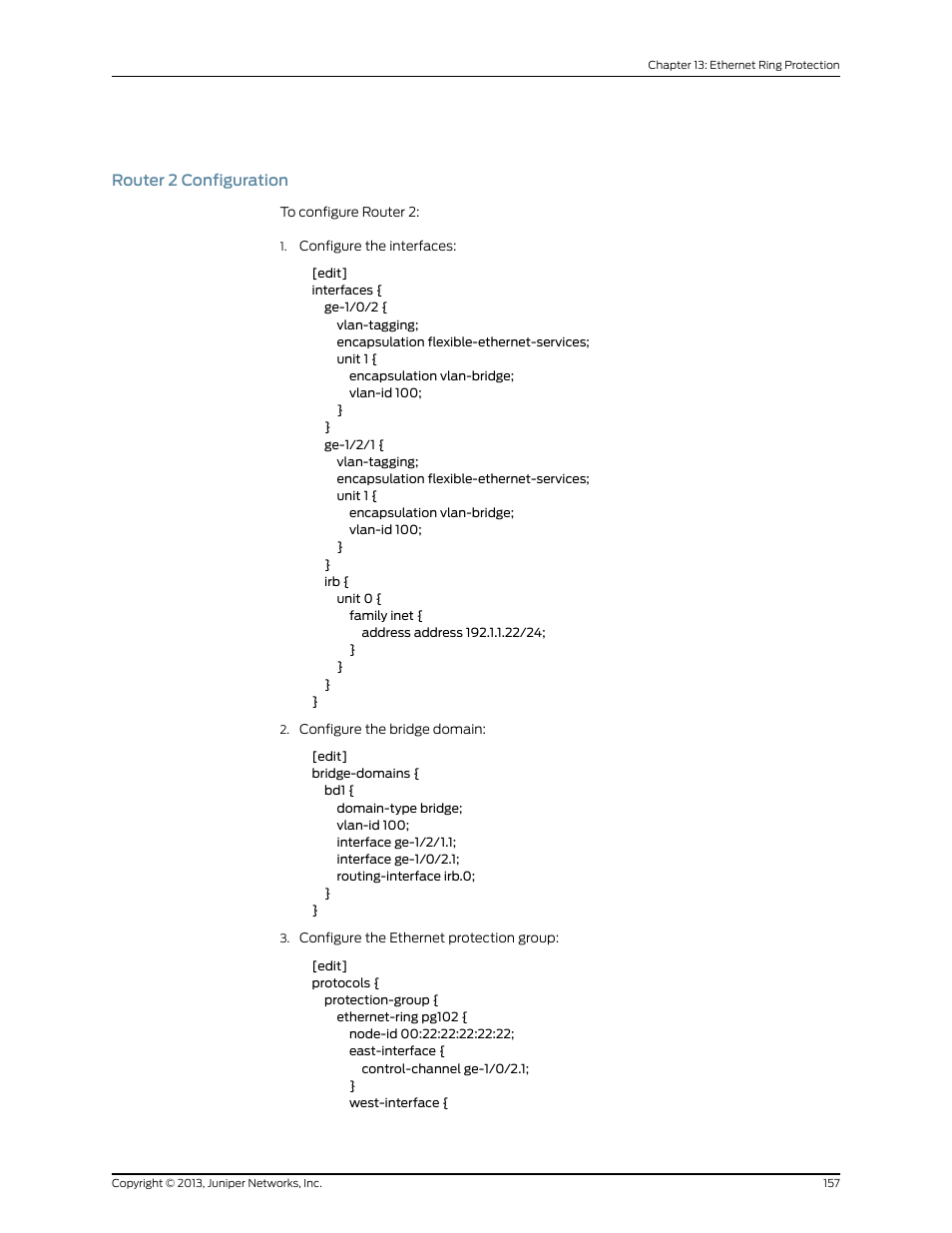 Router 2 configuration | Juniper Networks JUNOS OS 10.4 User Manual | Page 177 / 208