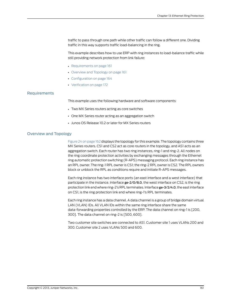 Requirements, Overview and topology | Juniper Networks JUNOS OS 10.4 User Manual | Page 181 / 208