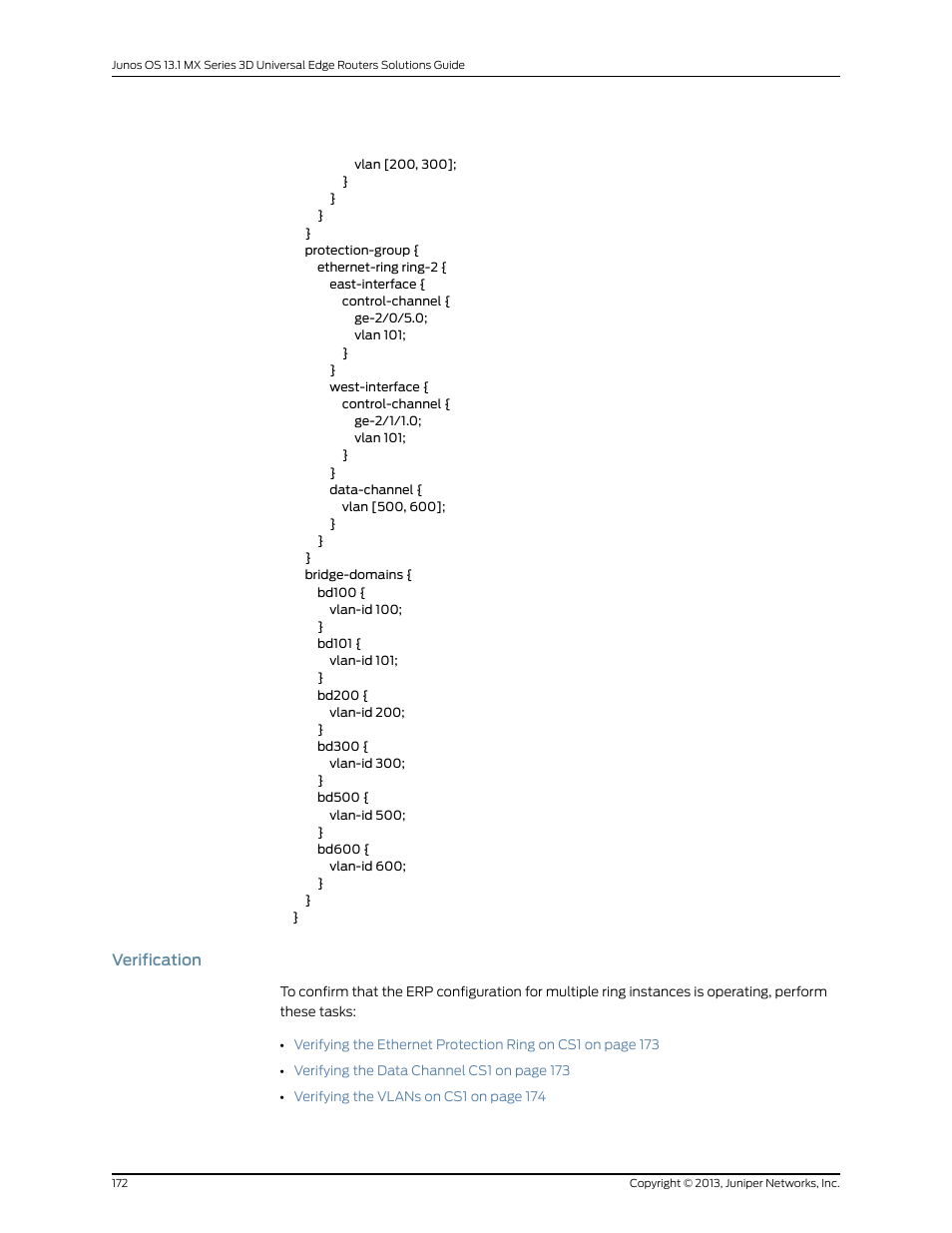 Verification | Juniper Networks JUNOS OS 10.4 User Manual | Page 192 / 208