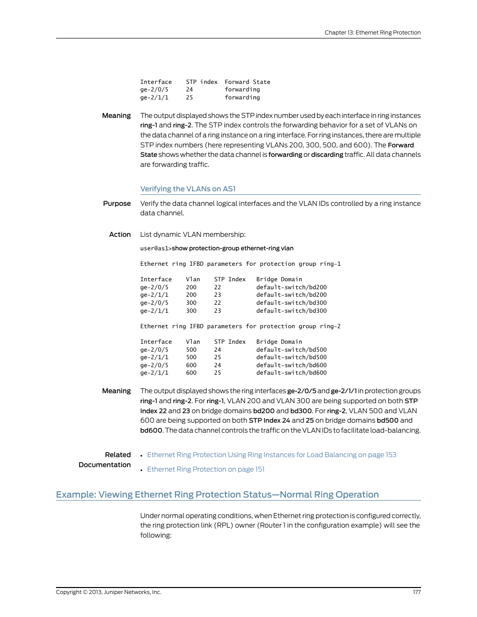 Verifying the vlans on as1 | Juniper Networks JUNOS OS 10.4 User Manual | Page 197 / 208