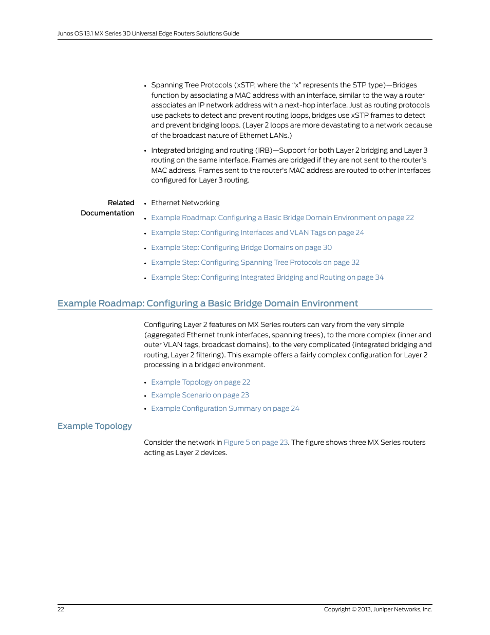Example topology | Juniper Networks JUNOS OS 10.4 User Manual | Page 42 / 208