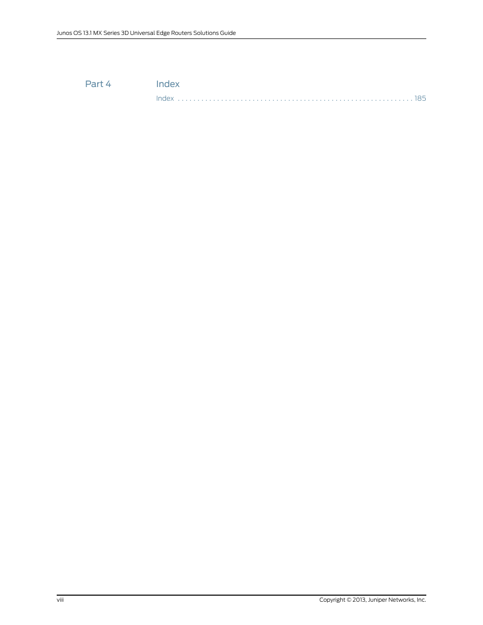 Part 4 index | Juniper Networks JUNOS OS 10.4 User Manual | Page 8 / 208