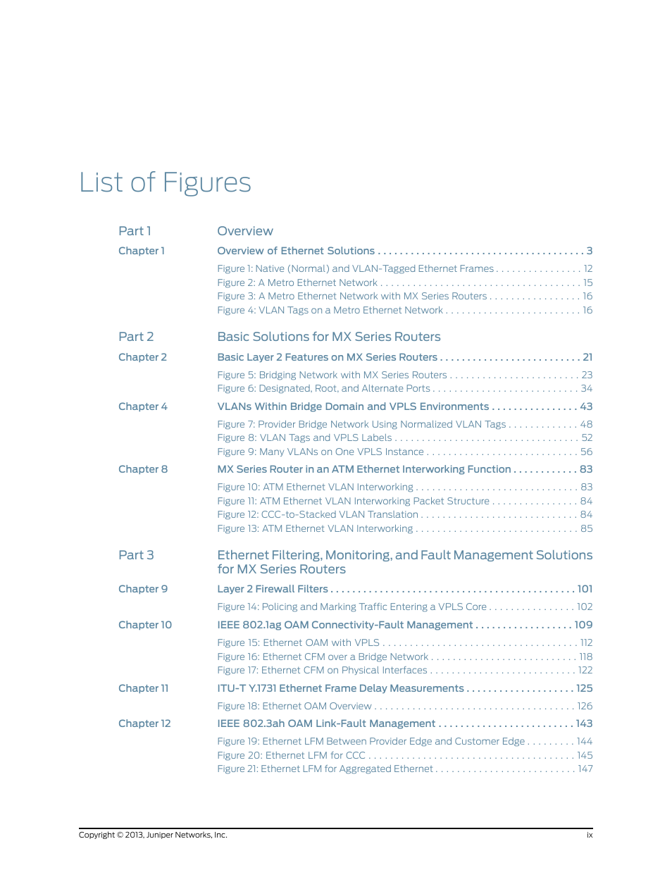 List of figures | Juniper Networks JUNOS OS 10.4 User Manual | Page 9 / 208