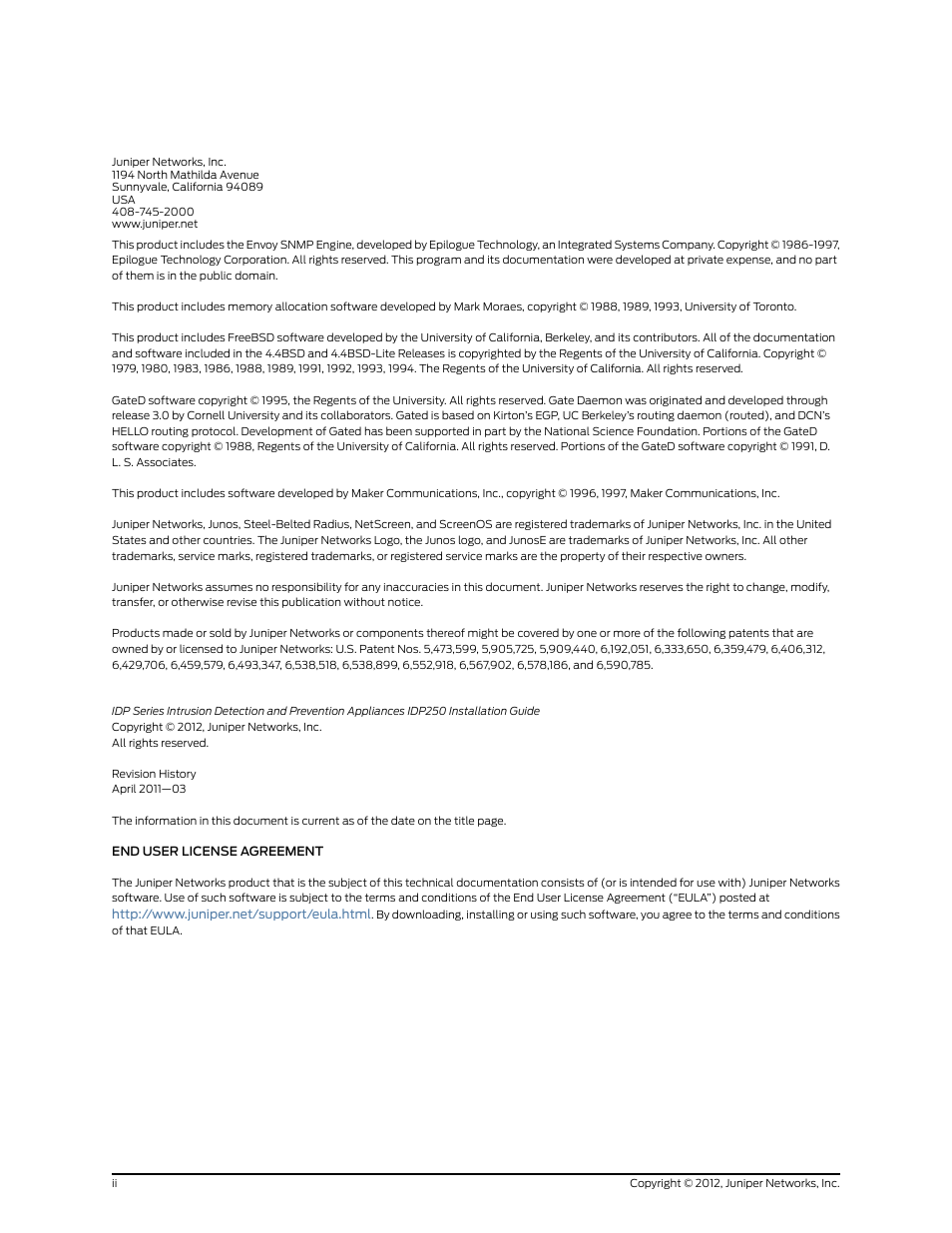 Juniper Networks IDP SERIES IDP250 User Manual | Page 2 / 78