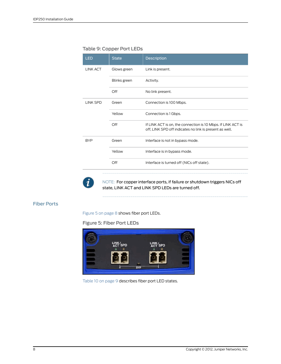 Fiber ports | Juniper Networks IDP SERIES IDP250 User Manual | Page 20 / 78