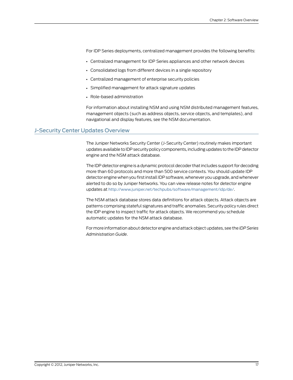 J-security center updates overview | Juniper Networks IDP SERIES IDP250 User Manual | Page 29 / 78
