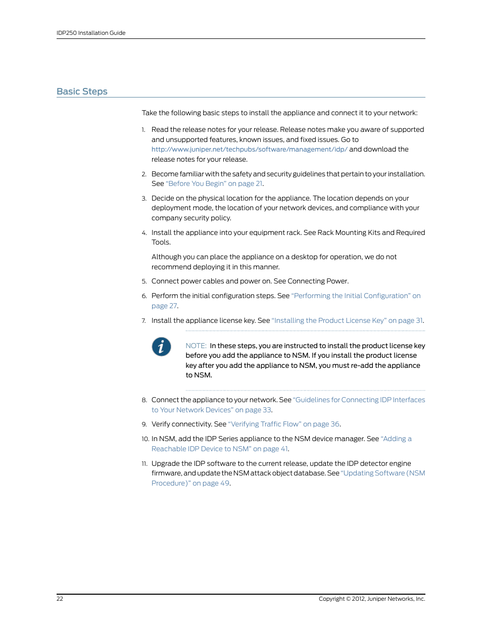 Basic steps | Juniper Networks IDP SERIES IDP250 User Manual | Page 34 / 78