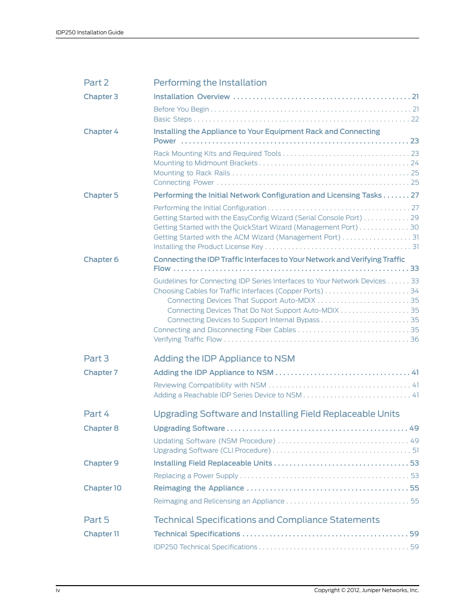 Juniper Networks IDP SERIES IDP250 User Manual | Page 4 / 78