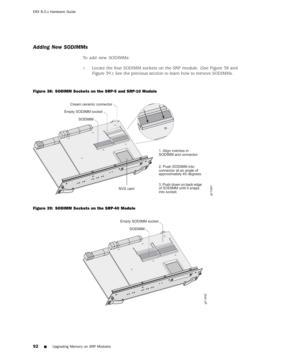Adding new sodimms | Juniper Networks ERX Hardware 8 User Manual | Page 110 / 183