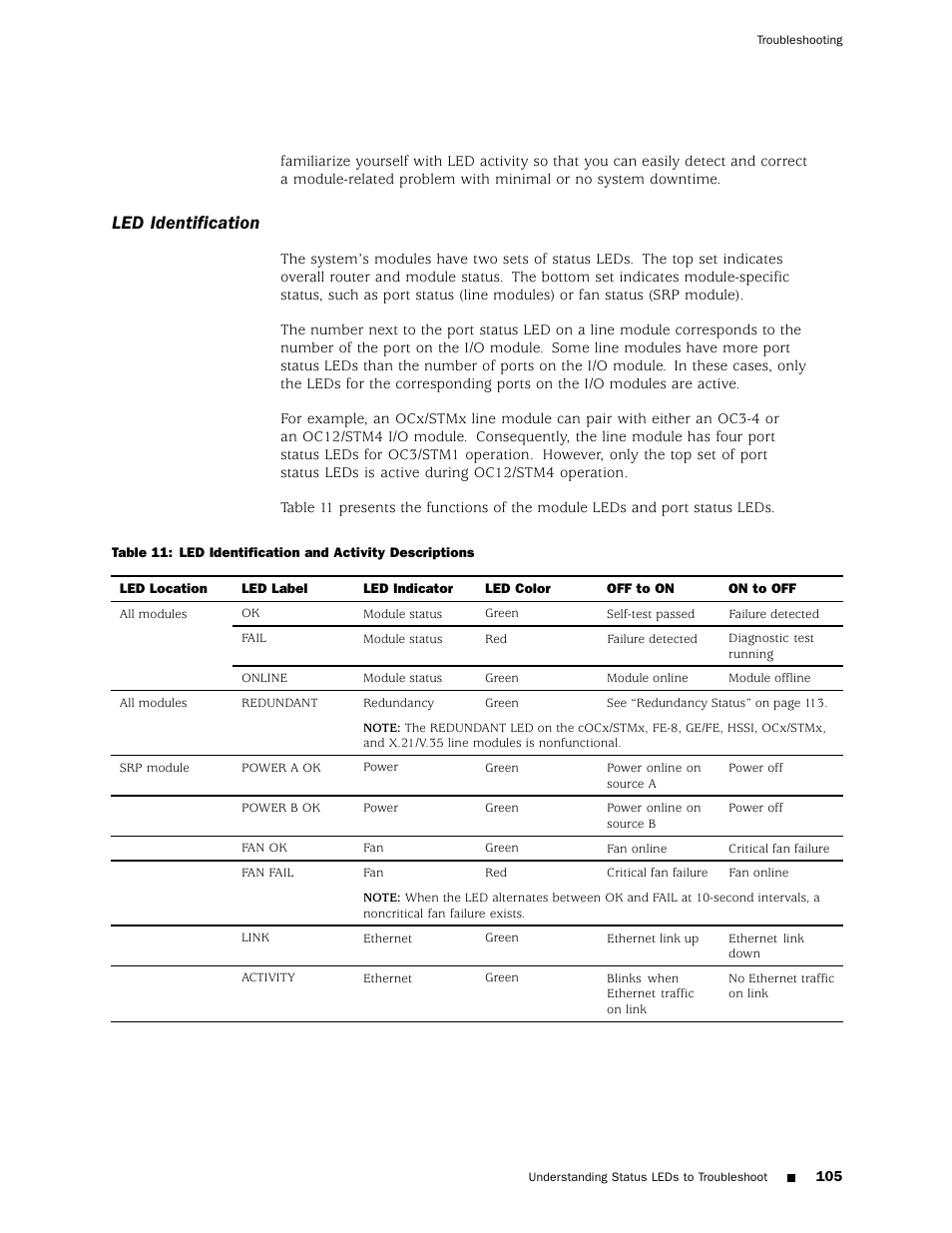 Led identification | Juniper Networks ERX Hardware 8 User Manual | Page 123 / 183